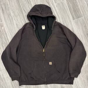 Carhartt Rain Defender Hoodie Men's 3XL Lined J149 BLK Faded Workwear Vintage